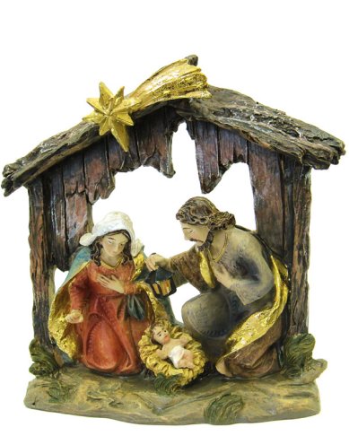 Утварь и подарки Рождественская композиция вертеп Святое Семейство, высота 14 см