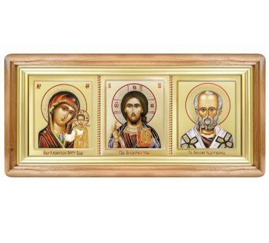 Иконы Триптих большой 18 х 38 см (Господь Вседержитель, Казанская БМ, Николай Чудотворец)