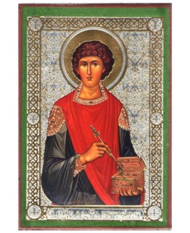 Иконы Пантелеимон целитель икона литография на дереве (6 х 9 см)