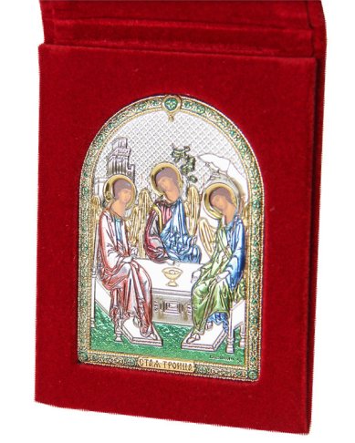 Иконы Троица, складень бархатный (7 х 9 см)