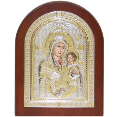 Иконы Вифлеемская икона Божией Матери в серебряном окладе, ручная работа (14,5 х 18,5 см)
