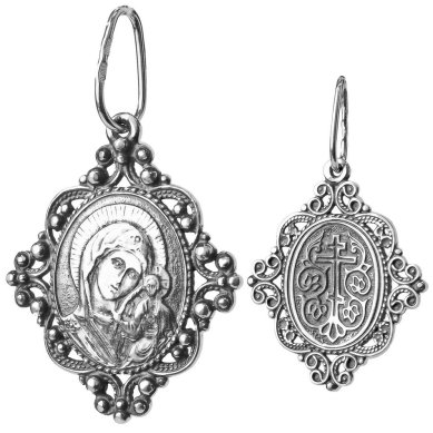 Ювелирные изделия Образок серебряный 925 Казанская чернение