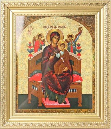 Иконы Всецарица икона Божией Матери в багетной рамке (19 х 22 см)