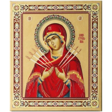 Иконы Семистрельная икона Божией Матери, настольная на подставке (13 х 15,5 см)