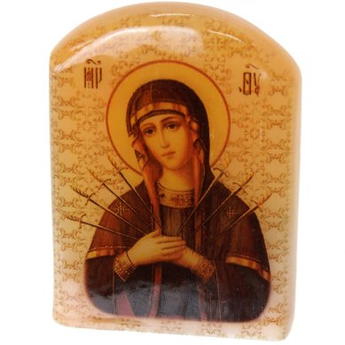 Иконы Семистрельная, икона настольная из селенита (45 х 30 х 65 мм, 65 г)