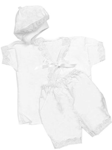 Утварь и подарки Набор для крещения для мальчика (сатин, рубашка, берет, шорты) Р-р 26-28