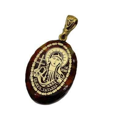 Утварь и подарки Медальон-образок из янтаря «Татиана мученица» (2 х 3 см)
