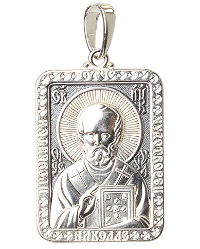 Ювелирные изделия Образок серебряный 925 Николай Чудотворец частичное чернение