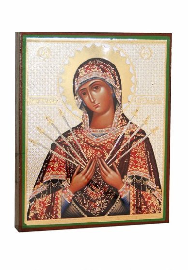 Иконы Семистрельная икона Божией Матери, литография на дереве (13 х 16 см)