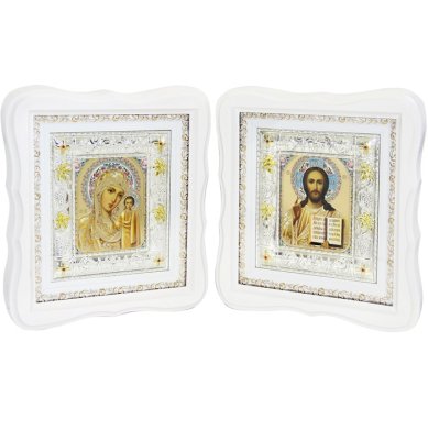 Иконы Венчальная пара Спаситель-Казанская БМ (размер иконы 21 х 23 см)