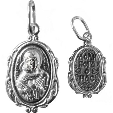 Ювелирные изделия Образок Владимирская икона Божией Матери, сер. 925, частич. черненый, штамп