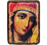 Иконы Иверская Рубленая икона Божией Матери греческая (освящена на мощах святого Гавриила, 13 х 16,5 см)