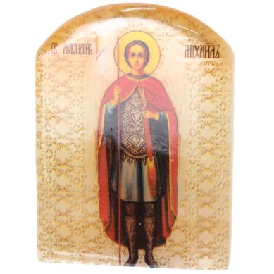 Иконы Михаил Архангел, икона настольная из селенита (45 х 30 х 65 мм, 65 г)