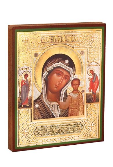Иконы Казанская с предстоящими икона Божией Матери на дереве (13х16 см, Тиль)
