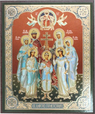 Иконы Святые Царственные мученики икона на МДФ (10,3 х 12,3 см)