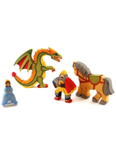 Утварь и подарки Деревянная игрушка «Рыцарь на коне, принцесса, дракон»