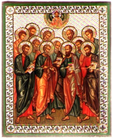 Иконы Собор Апостолов, икона литография на дереве (13 х 16 см)