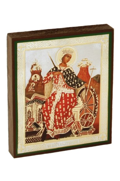 Иконы Екатерина мученица икона литография на дереве (9 х 10,5 см)