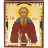 Иконы Александр Свирский икона на деревянном планшете (6 х 7,5 см, Софрино)