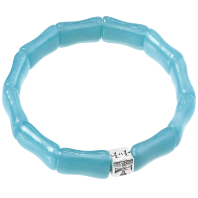 Утварь и подарки Браслет из натурального камня аквамарин, с металлическим крестом