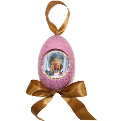 Утварь и подарки Рождественская подвеска яйцо «С Рождеством Христовым!» (свечи, розовое)