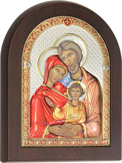 Иконы Святое Семейство икона в серебряном окладе 13 х 16,5 см