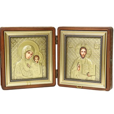 Иконы Складень двойной, Казанская Божия Матерь, Спаситель (18 х 20 см)