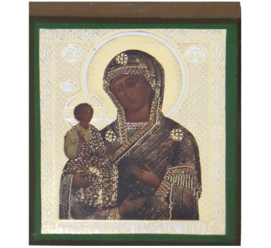 Иконы Троеручица икона Божией Матери литография на дереве (6 х 7 см)