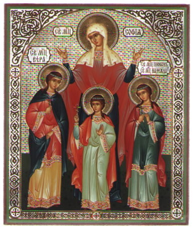 Иконы Вера, Надежда, Любовь и София икона литография на дереве (13 х 16 см)