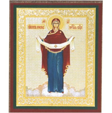 Иконы Покров Божией Матери икона на деревянном планшете (6 х 7,5 см, Софрино)