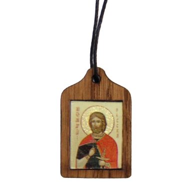 Утварь и подарки Медальон-образок из дуба с гайтаном «Мужские имена святых» (2 х 3,5 см)