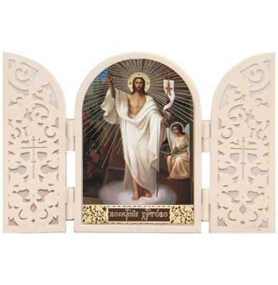 Утварь и подарки Воскресение Христово складень в пластмассовой рамке (5,5 х 8 см)
