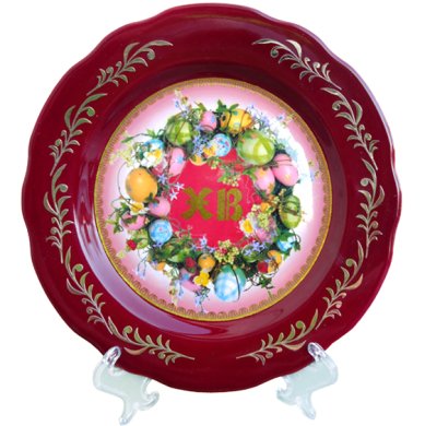 Утварь и подарки Тарелка декоративная «Христос Воскресе!» (венок из яиц и цветов, диаметр 17,5 см)