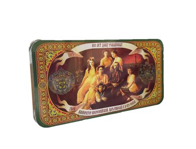 Натуральные товары Шкатулка подарочная с чаем «Царская семья» (ж/б, 100 г)
