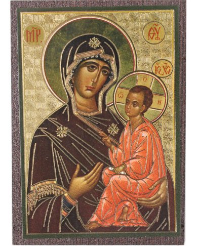Иконы Тихвинская икона Божией Матери на МДФ (6,3 х 9 см)