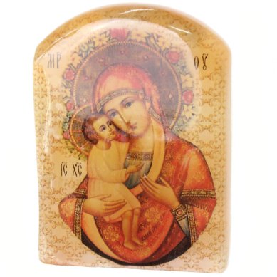 Иконы Жировицкая, икона настольная из селенита (45 х 30 х 65 мм, 65 г)