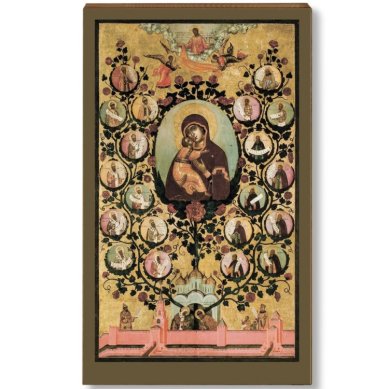Иконы Похвала Владимирской иконе Божией Матери (Насаждение древа государства Российского) на дереве (11,3 х 18,7 см)