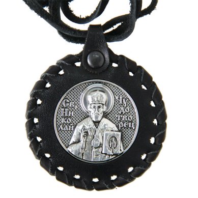 Иконы Медальон для автомобиля двусторонний Спаситель-Николай Чудотворец (4,5 х 4,5 см)