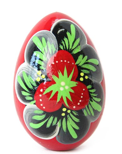 Утварь и подарки Яйцо деревянное «Цветы» (ручная роспись, 6 х 4 см)