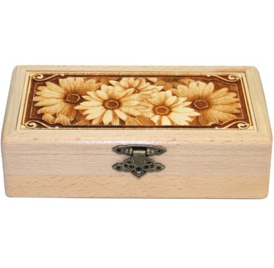 Утварь и подарки Шкатулка для денег деревянная «Цветы» (9,5 х 18 х 5 см)