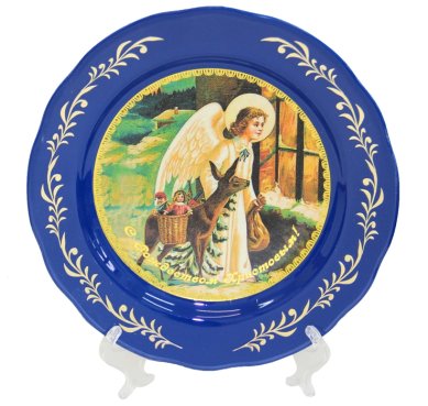 Утварь и подарки Тарелка декоративная «С Рождеством Христовым!» (ангел с олененком, диаметр 17 см)