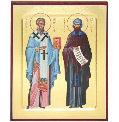 Иконы Кирилл и Мефодий равноапостольные икона икона на дереве (12,5 х 16 см)