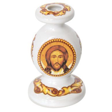 Утварь и подарки Подсвечник с ликом Спаса Нерукотворного (фарфор)