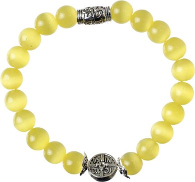 Утварь и подарки Браслет 20 звеньев из камня кошачий глаз с крестом (d = 8 мм)