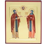 Иконы Петр и Феврония святые князья икона на дереве (12,5 х 16 см)