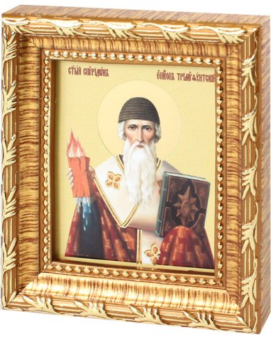 Иконы Спиридон Тримифунтский, икона в багете 8х9,5 см