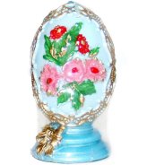 Утварь и подарки Свеча декоративная «Пасхальное яйцо с цветами» (голубое)