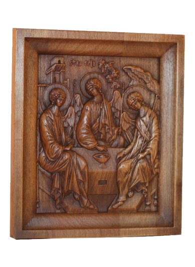 Иконы Пресвятая Троица икона на дереве, с восковым покрытием, ручная работа (19,5х23см)