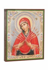 Иконы Семистрельная икона Божией Матери, литография на дереве (13 х 16 см)