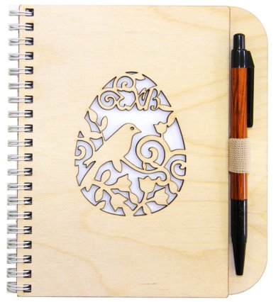 Утварь и подарки Блокнот-скетчбук деревянный с ручкой «ХВ» с птичкой